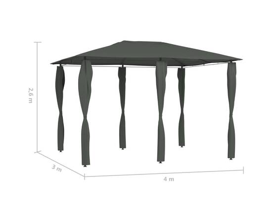 Pavilion cu huse pentru stâlpi, antracit, 3x4x2,6 m, 160 g/m², 4 image