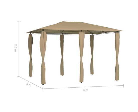 Pavilion cu huse pentru stâlpi, gri taupe, 3x4x2,6 m, 160 g/m², 4 image