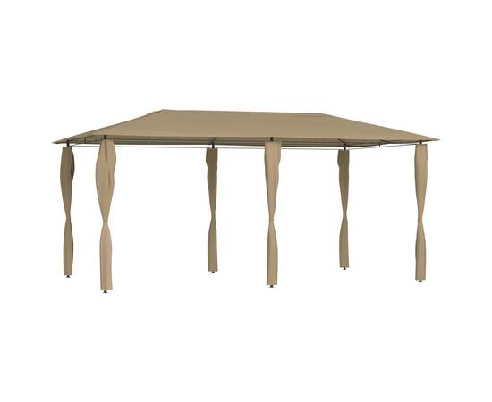 Pavilion cu huse pentru stâlpi, gri taupe, 3x6x2,6 m, 160 g/m²