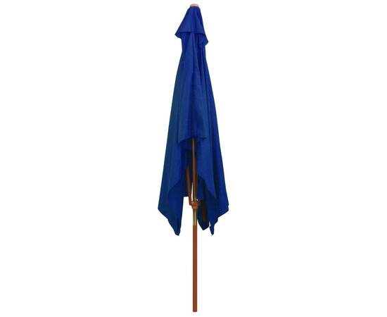 Umbrelă de soare, exterior, stâlp lemn, albastru, 200x300 cm, 5 image
