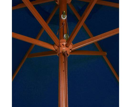 Umbrelă de soare, exterior, stâlp lemn, albastru, 200x300 cm, 2 image