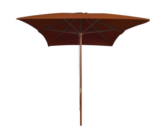 Umbrelă de soare, exterior, stâlp lemn, cărămiziu, 200x300 cm, 3 image
