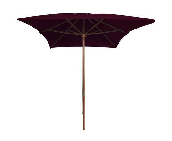 Umbrelă de soare, exterior, stâlp lemn, roșu bordo, 200x300 cm, 3 image