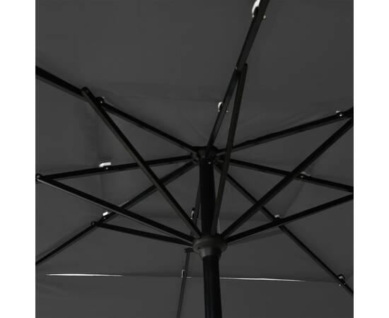 Umbrelă de soare 3 niveluri, stâlp aluminiu, antracit 2,5x2,5 m, 2 image