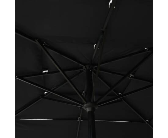 Umbrelă de soare 3 niveluri, stâlp aluminiu, negru, 2,5x2,5 m, 2 image