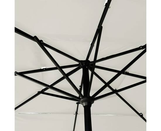 Umbrelă de soare 3 niveluri, stâlp aluminiu, nisipiu, 2,5x2,5 m, 2 image