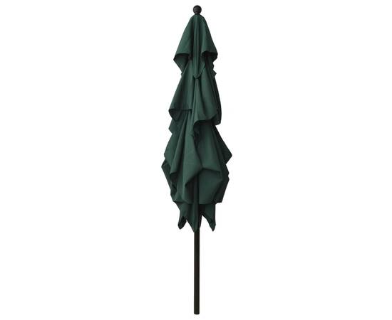 Umbrelă de soare 3 niveluri, stâlp aluminiu, verde, 2,5x2,5 m, 4 image