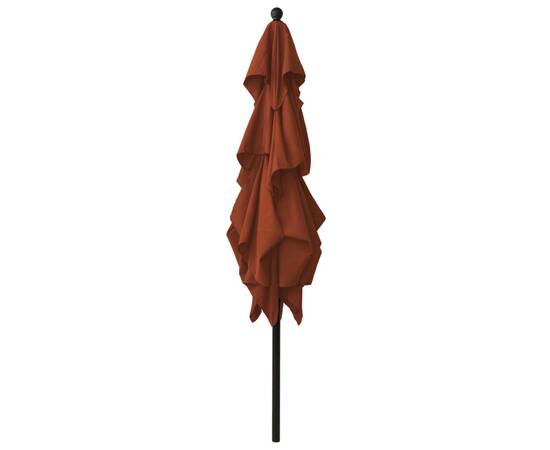 Umbrelă de soare 3 niveluri, stâlp aluminiu cărămiziu 2,5x2,5 m, 4 image