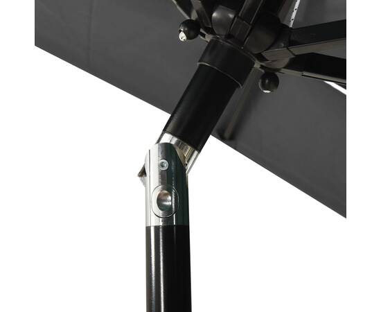 Umbrelă de soare 3 niveluri, stâlp de aluminiu, antracit, 2x2 m, 5 image