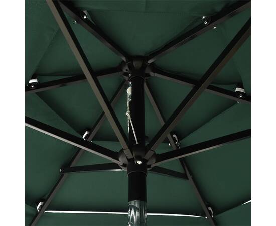 Umbrelă de soare 3 niveluri, stâlp de aluminiu, verde, 2 m, 2 image