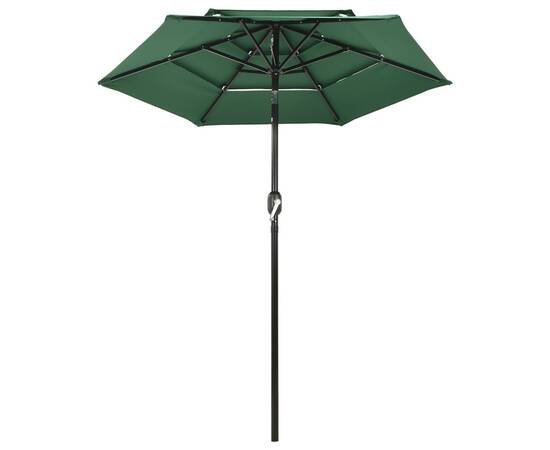 Umbrelă de soare 3 niveluri, stâlp de aluminiu, verde, 2 m, 3 image