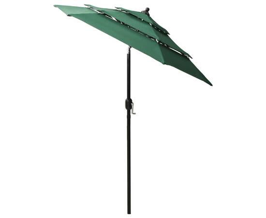 Umbrelă de soare 3 niveluri, stâlp de aluminiu, verde, 2 m, 4 image