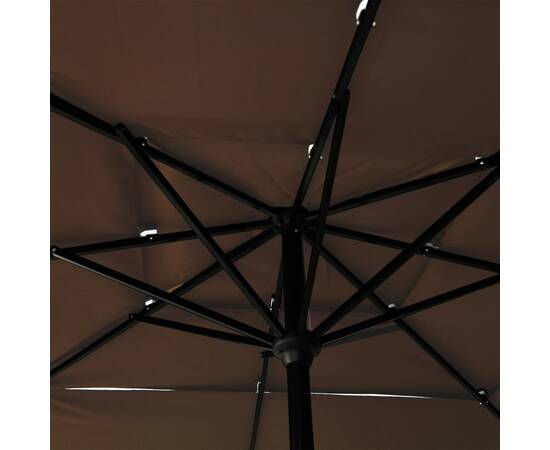 Umbrelă de soare 3 niveluri stâlp aluminiu gri taupe 2,5x2,5 m, 2 image