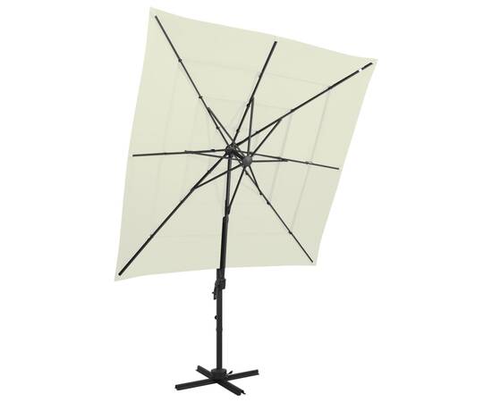 Umbrelă de soare 4 niveluri, stâlp aluminiu, nisipiu 250x250 cm