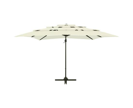 Umbrelă de soare 4 niveluri, stâlp aluminiu, nisipiu 250x250 cm, 7 image