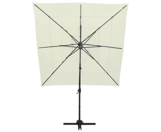 Umbrelă de soare 4 niveluri, stâlp aluminiu, nisipiu 250x250 cm, 6 image