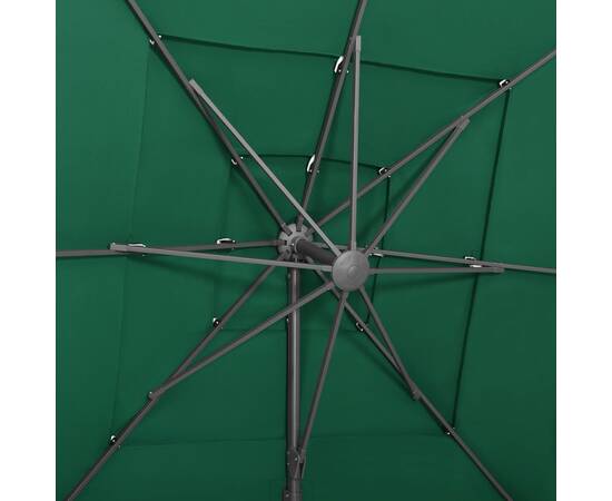 Umbrelă de soare 4 niveluri, stâlp aluminiu, verde, 250x250 cm, 2 image