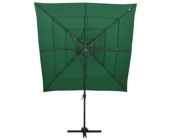 Umbrelă de soare 4 niveluri, stâlp aluminiu, verde, 250x250 cm, 4 image