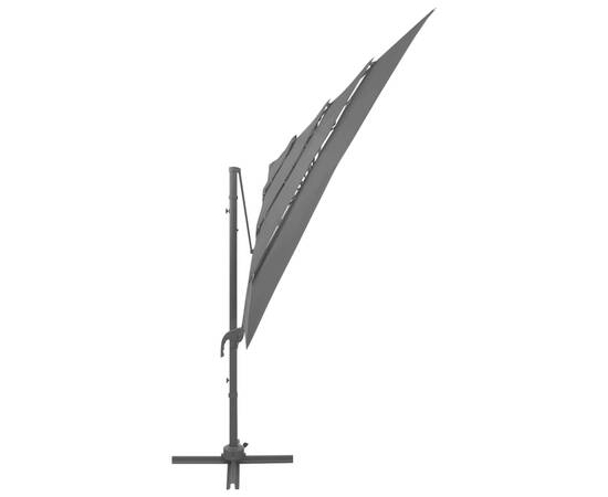 Umbrelă de soare 4 niveluri, stâlp aluminiu antracit 250x250 cm, 5 image