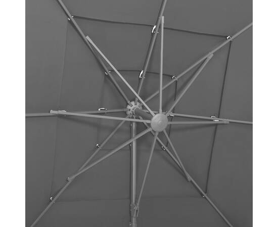 Umbrelă de soare 4 niveluri, stâlp aluminiu antracit 250x250 cm, 2 image