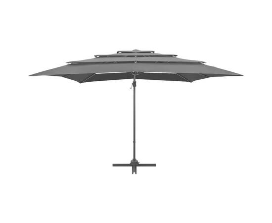 Umbrelă de soare 4 niveluri, stâlp aluminiu antracit 250x250 cm, 4 image