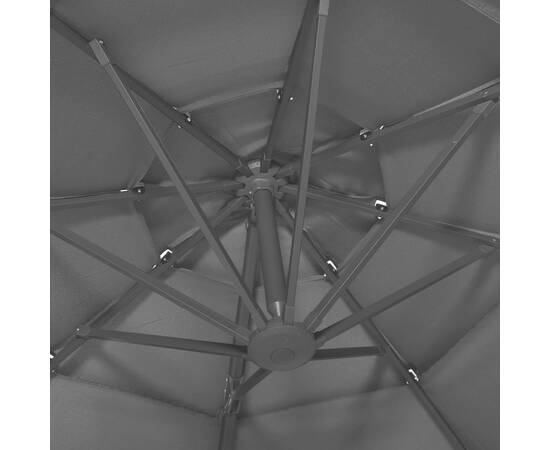 Umbrelă de soare 4 niveluri, stâlp de aluminiu, antracit, 3x3 m, 2 image