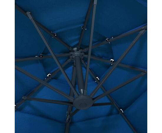 Umbrelă de soare 4 niveluri, stâlp de aluminiu, azuriu, 3x3 m, 2 image