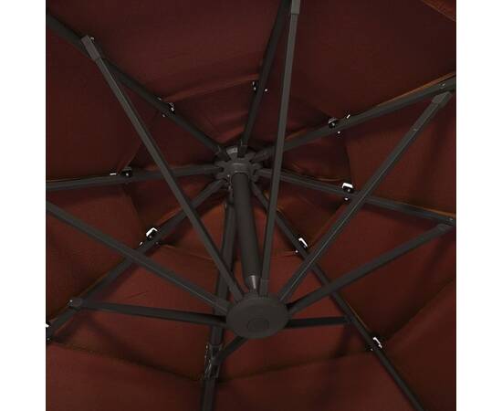 Umbrelă de soare 4 niveluri, stâlp de aluminiu, cărămiziu 3x3 m, 2 image