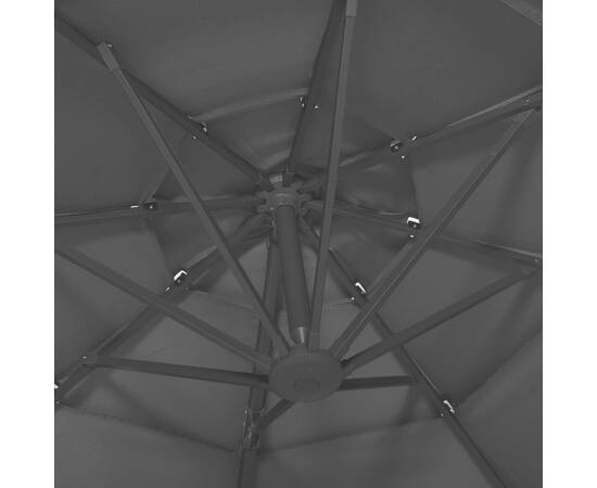 Umbrelă de soare 4 niveluri, stâlp de aluminiu, negru, 3x3 m, 2 image