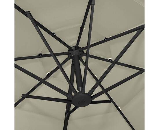 Umbrelă de soare 4 niveluri, stâlp de aluminiu, nisipiu, 3x3 m, 2 image