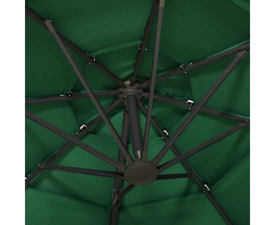 Umbrelă de soare 4 niveluri, stâlp de aluminiu, verde, 3x3 m, 2 image