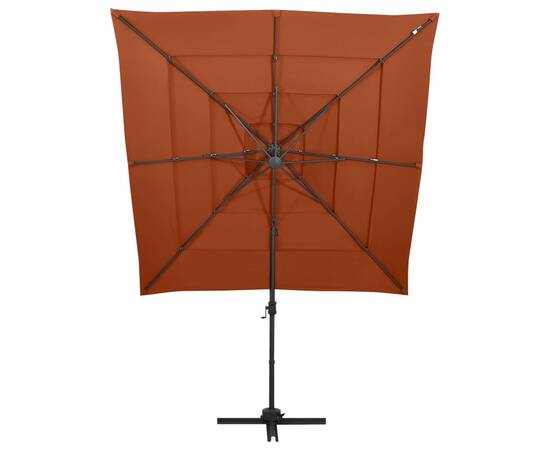 Umbrelă de soare 4 niveluri stâlp aluminiu cărămiziu 250x250 cm, 3 image