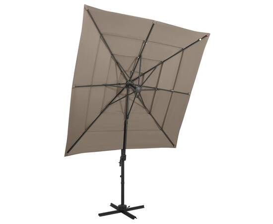 Umbrelă de soare 4 niveluri stâlp aluminiu gri taupe 250x250 cm