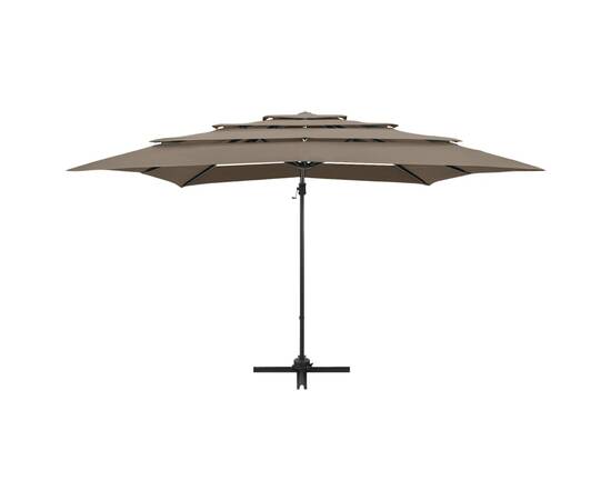 Umbrelă de soare 4 niveluri stâlp aluminiu gri taupe 250x250 cm, 7 image