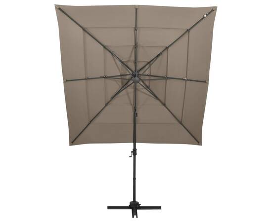 Umbrelă de soare 4 niveluri stâlp aluminiu gri taupe 250x250 cm, 3 image