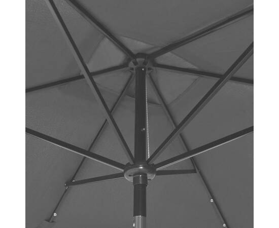 Umbrelă de soare cu led-uri și stâlp din oțel, antracit, 2x3 m, 2 image