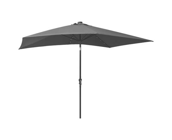 Umbrelă de soare cu led-uri și stâlp din oțel, antracit, 2x3 m, 6 image