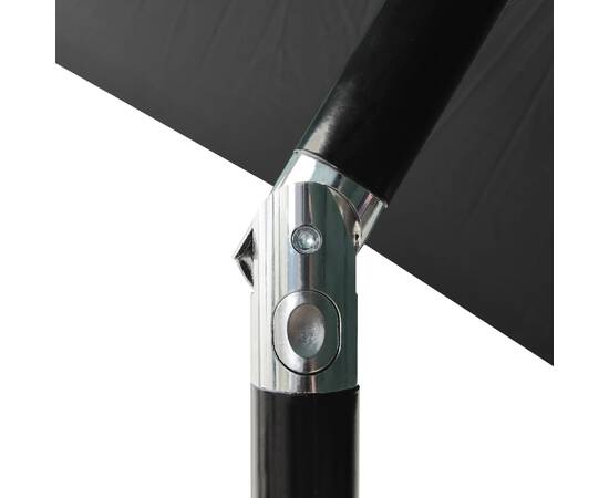 Umbrelă de soare cu led-uri și stâlp din oțel, antracit, 2x3 m, 9 image