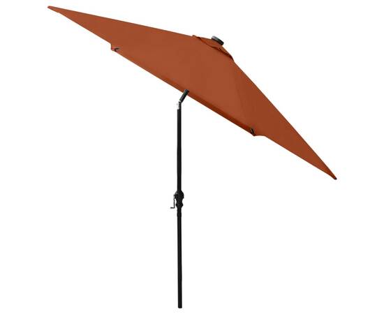 Umbrelă de soare cu led-uri & stâlp din oțel, cărămiziu, 2x3 m, 7 image