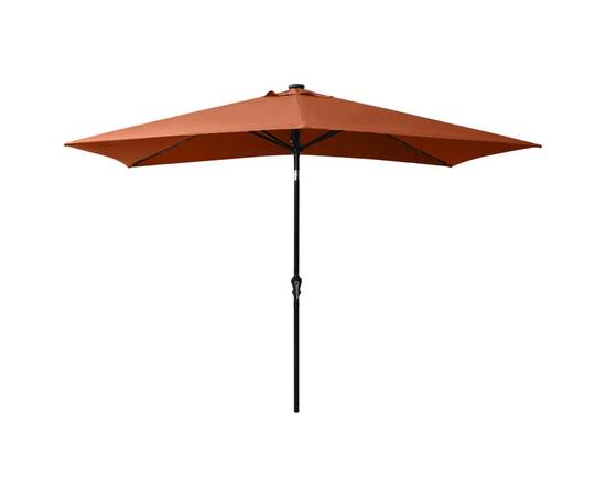 Umbrelă de soare cu led-uri & stâlp din oțel, cărămiziu, 2x3 m, 5 image