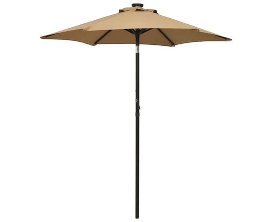 Umbrelă de soare cu lumini led, gri taupe, 200x211 cm, aluminiu