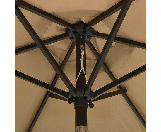Umbrelă de soare cu lumini led, gri taupe, 200x211 cm, aluminiu, 2 image