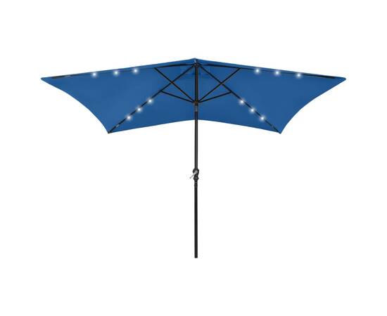 Umbrelă de soare cu stâlp din oțel & led-uri, albastru, 2x3 m