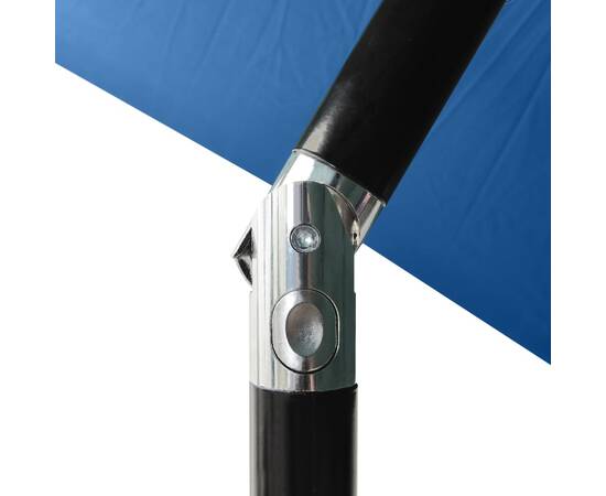 Umbrelă de soare cu stâlp din oțel & led-uri, albastru, 2x3 m, 9 image