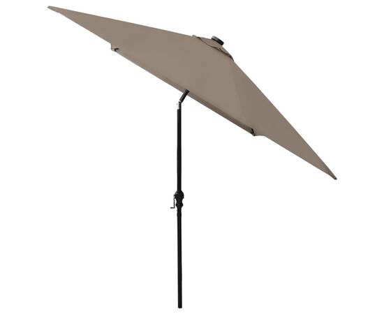 Umbrelă de soare cu stâlp din oțel & led-uri, gri taupe, 2x3 m, 7 image