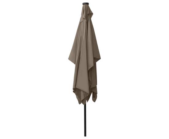 Umbrelă de soare cu stâlp din oțel & led-uri, gri taupe, 2x3 m, 8 image