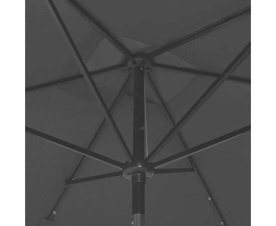 Umbrelă de soare cu stâlp din oțel & led-uri, negru, 2x3 m, 2 image