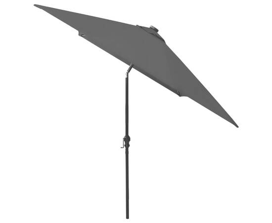 Umbrelă de soare cu stâlp din oțel & led-uri, negru, 2x3 m, 7 image