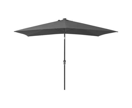Umbrelă de soare cu stâlp din oțel & led-uri, negru, 2x3 m, 5 image