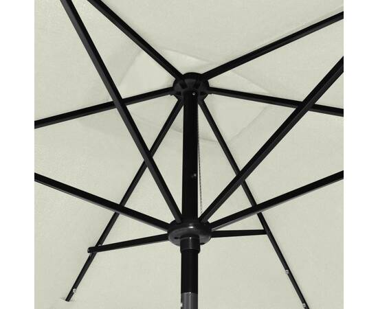 Umbrelă de soare cu stâlp din oțel & led-uri, nisipiu, 2x3 m, 2 image